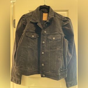 GAP NWT washed black denim puff sleeve jacket